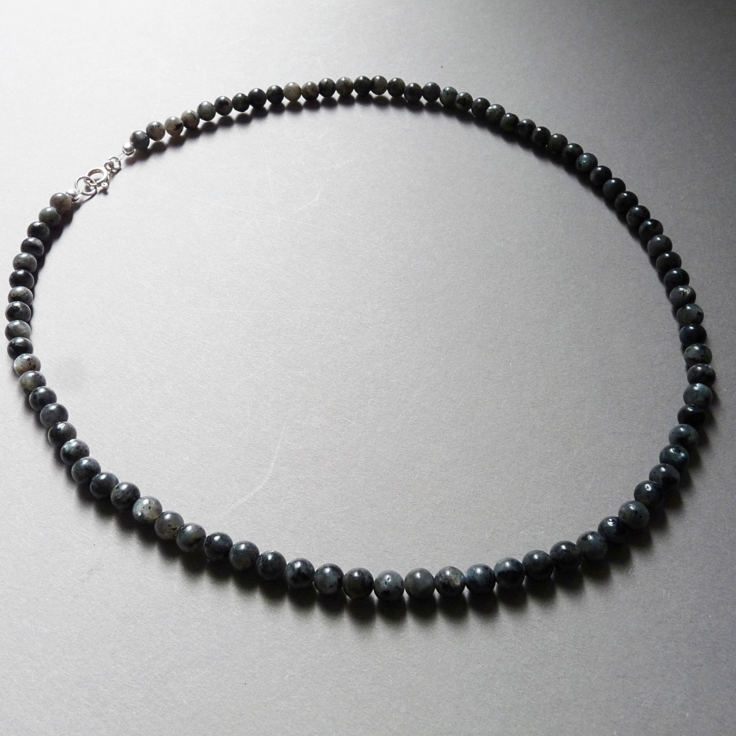 Men's beaded necklace with natural stone - Larvikite necklace for men