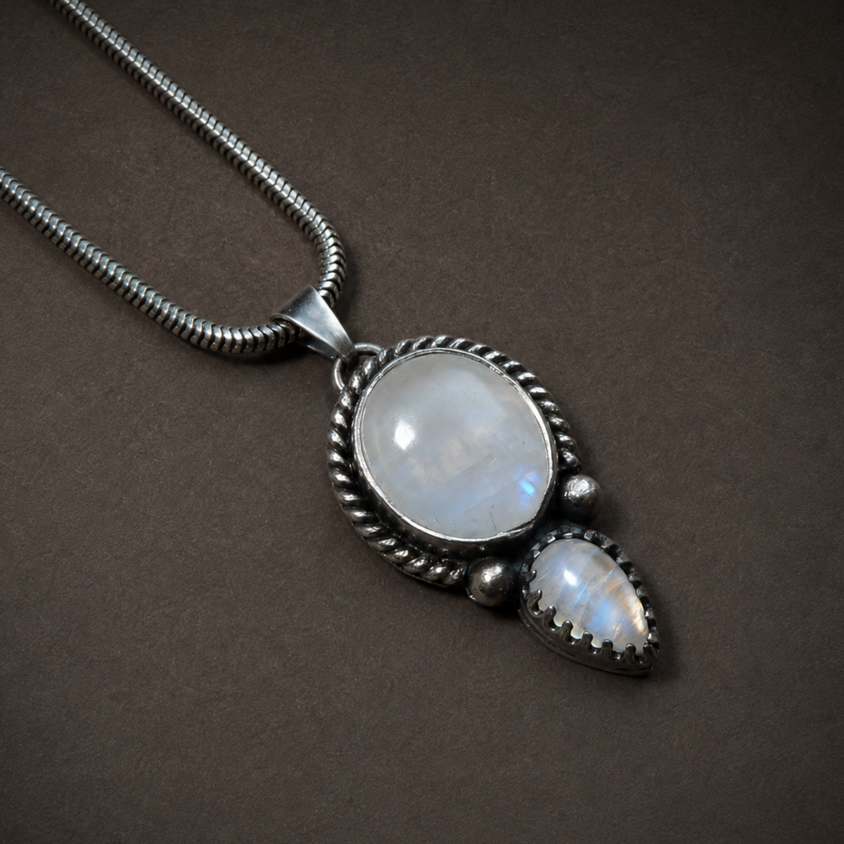 Moonstone Pendant Necklace for Women - Rainbow Moonstone