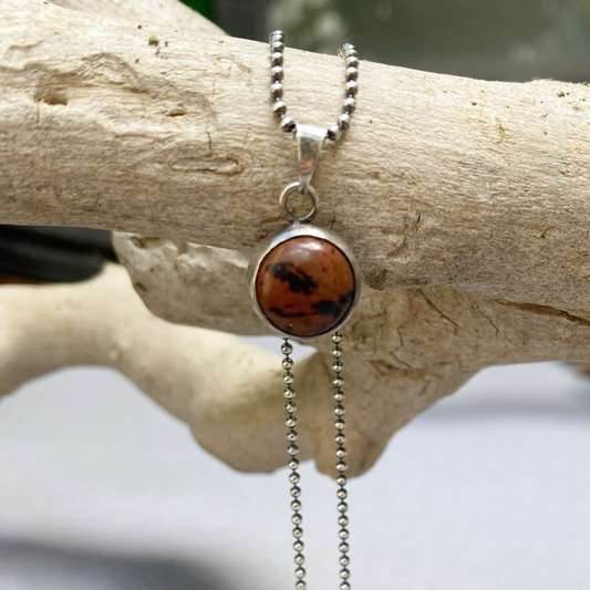 Heren Ketting met Natuursteen – Mahonie Obsidiaan | Edelsteen Ketting voor Mannen