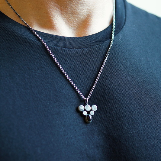 Heren ketting met hanger – Zilver Onyx | Raw Silver Line