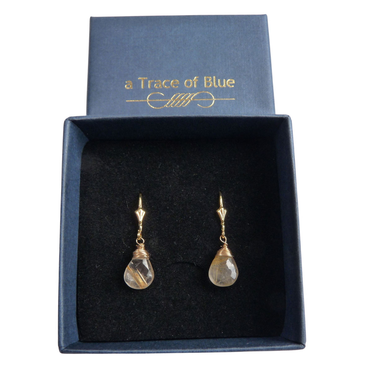 14K goldfilled oorbellen met rutielkwarts druppels