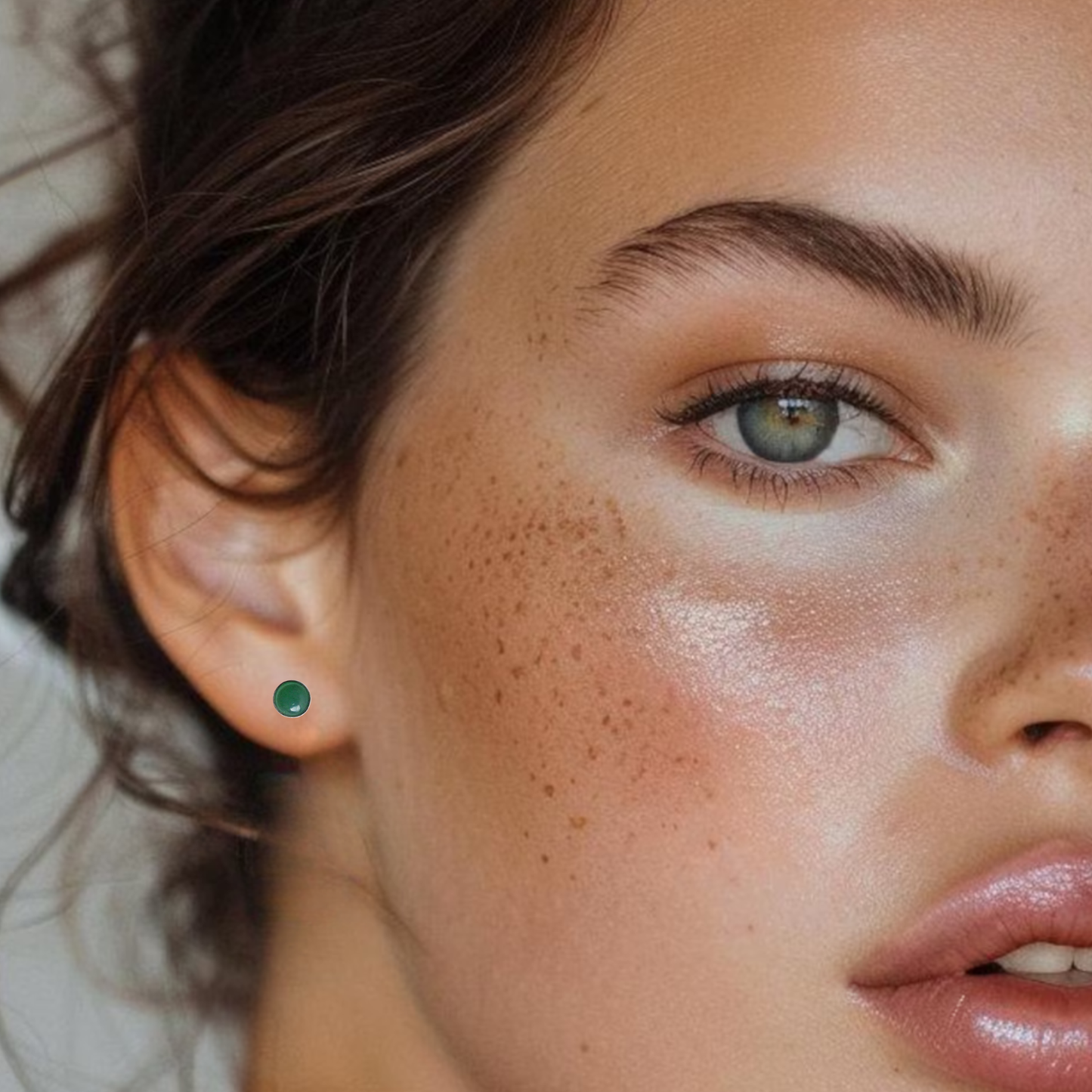 Silver stud earrings with aventurine