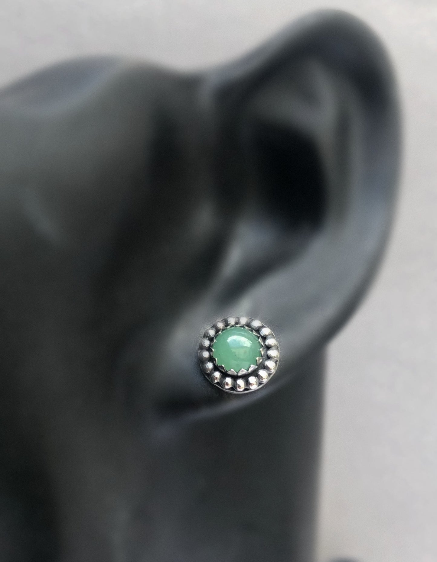 Sterling Silver Aventurine Stud Earrings