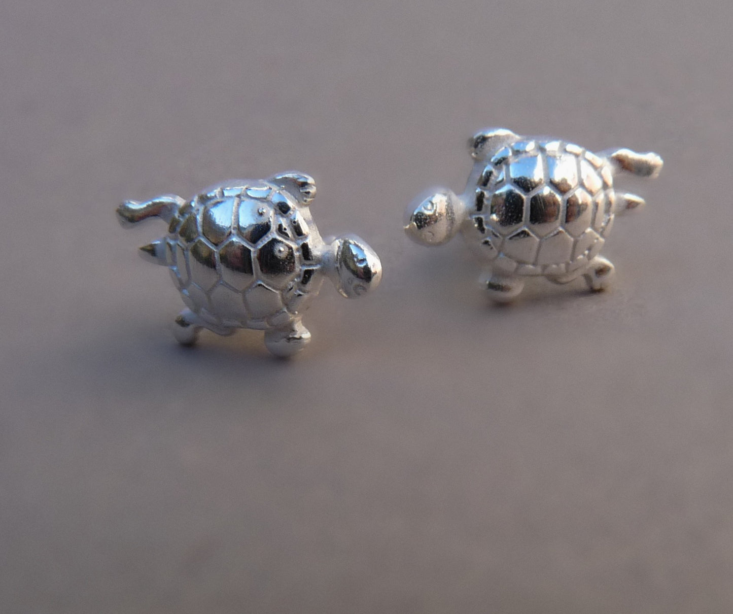 Silver Turtle Stud Earrings