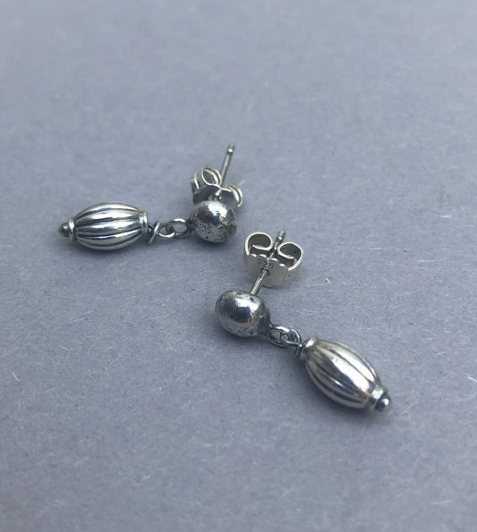 Bali silver men's stud earrings - cool men's earrings