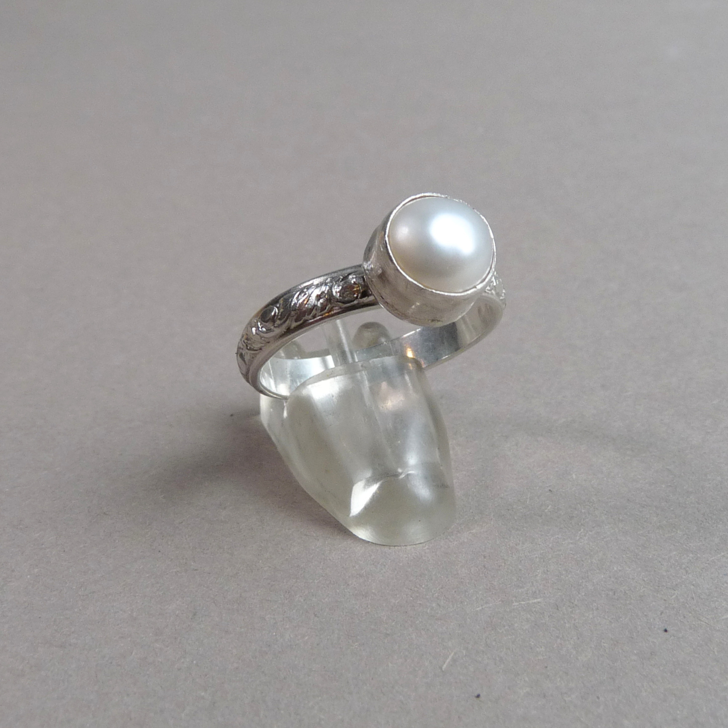 Restbetaling maatwerk zilveren ring met parel – maat 18
