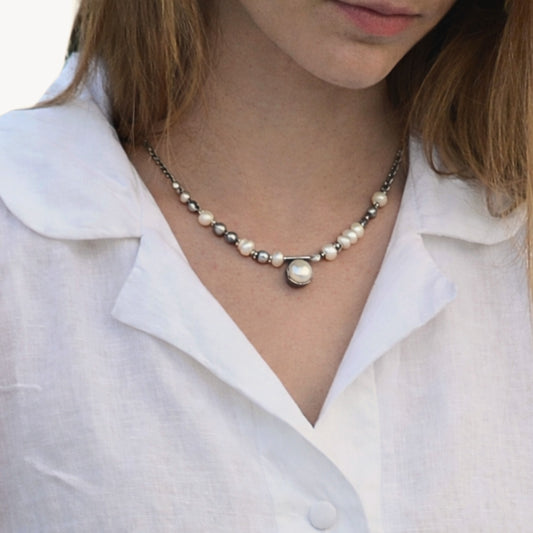 Silver pearl necklace – handmade – customisation possible