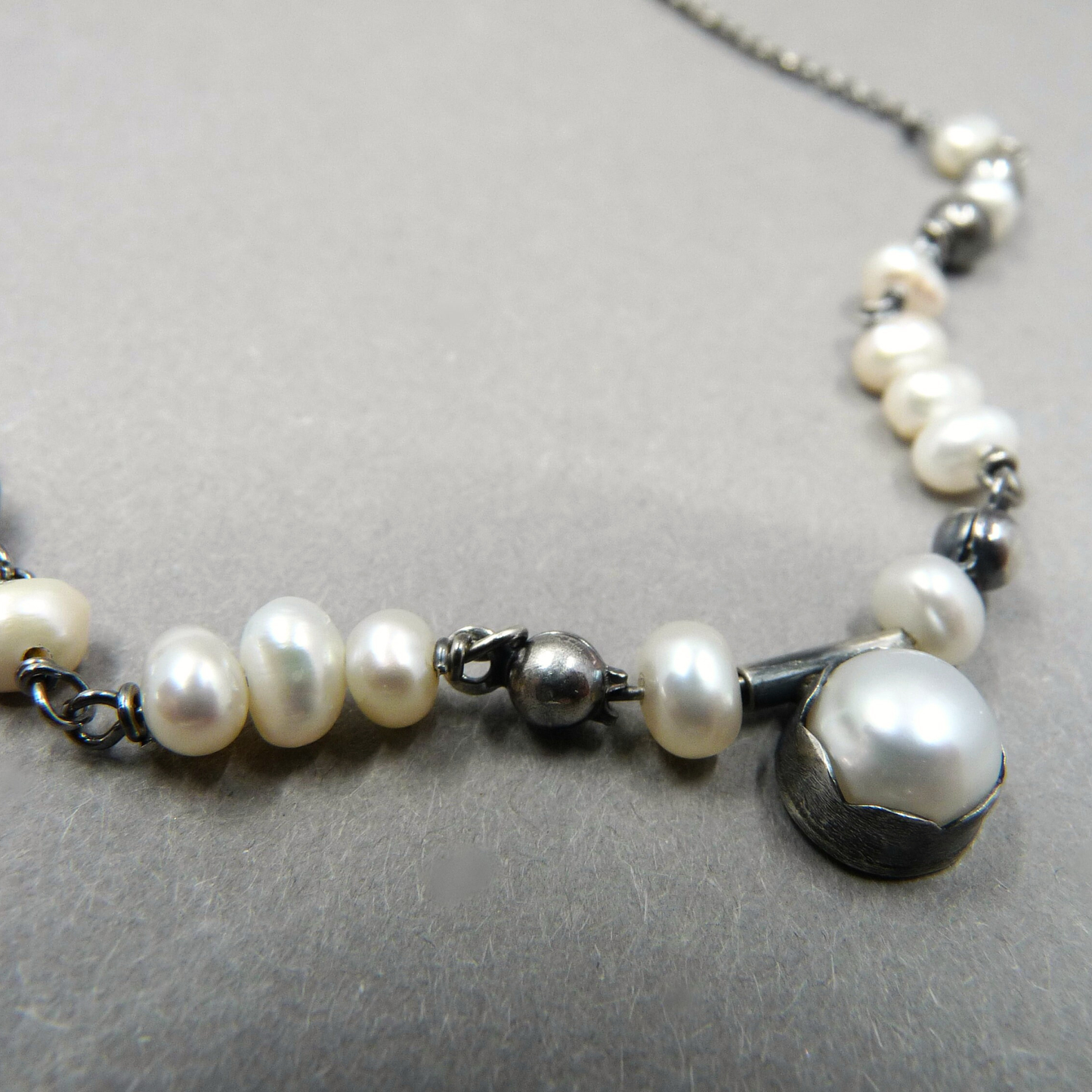 Silver pearl necklace – handmade – customisation possible