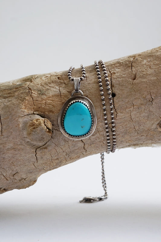 Heren ketting met hanger – Turkoois edelsteen – Handgemaakt in sterling zilver