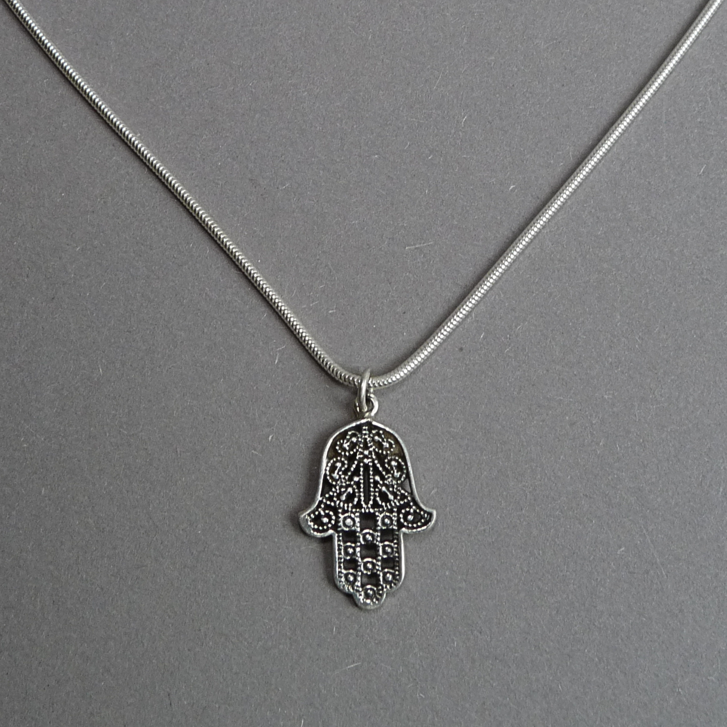 Zilveren heren ketting met Hamsa hanger