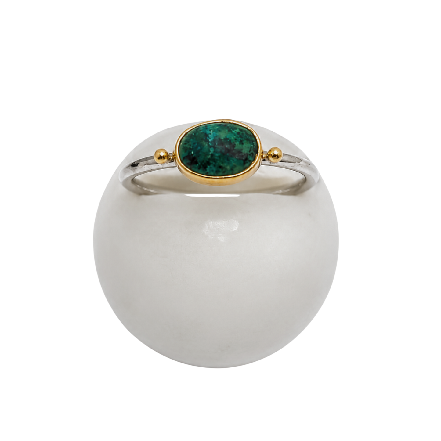 Stapelring mit Chrysopras | Silber und Gold