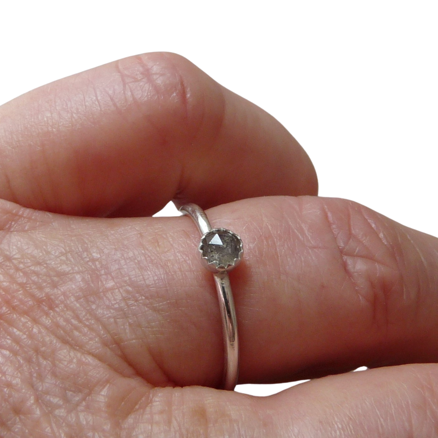 Stackable ring with labradorite - silver stackable ring with gemstone