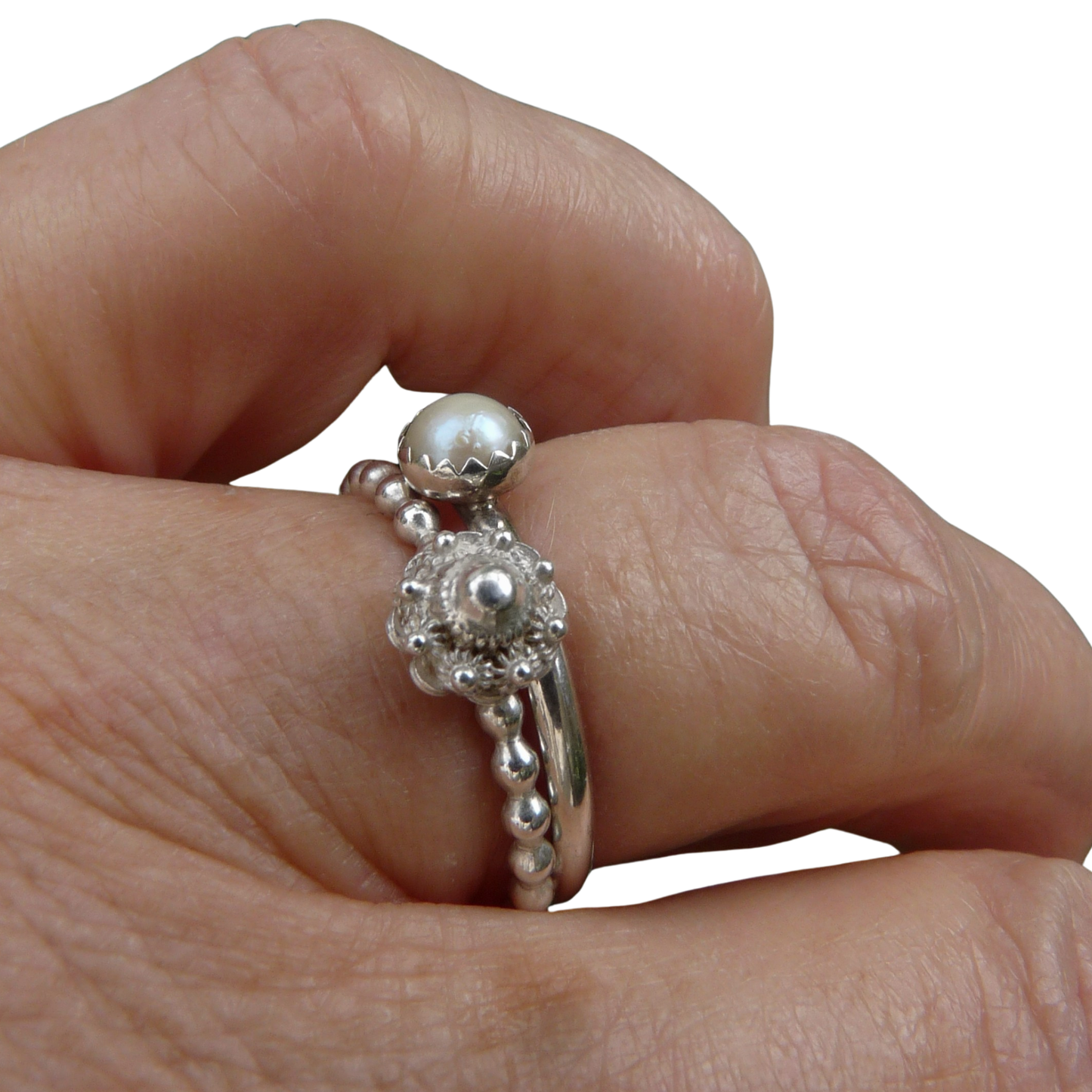 Heritage and Elegance Set - Zeelandknoten und Perlenring - Handgefertigt in Enkhuizen