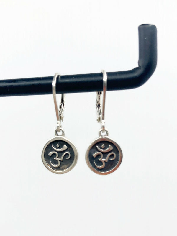 Handmade silver earrings with Ohm sign, spiritual jewelry