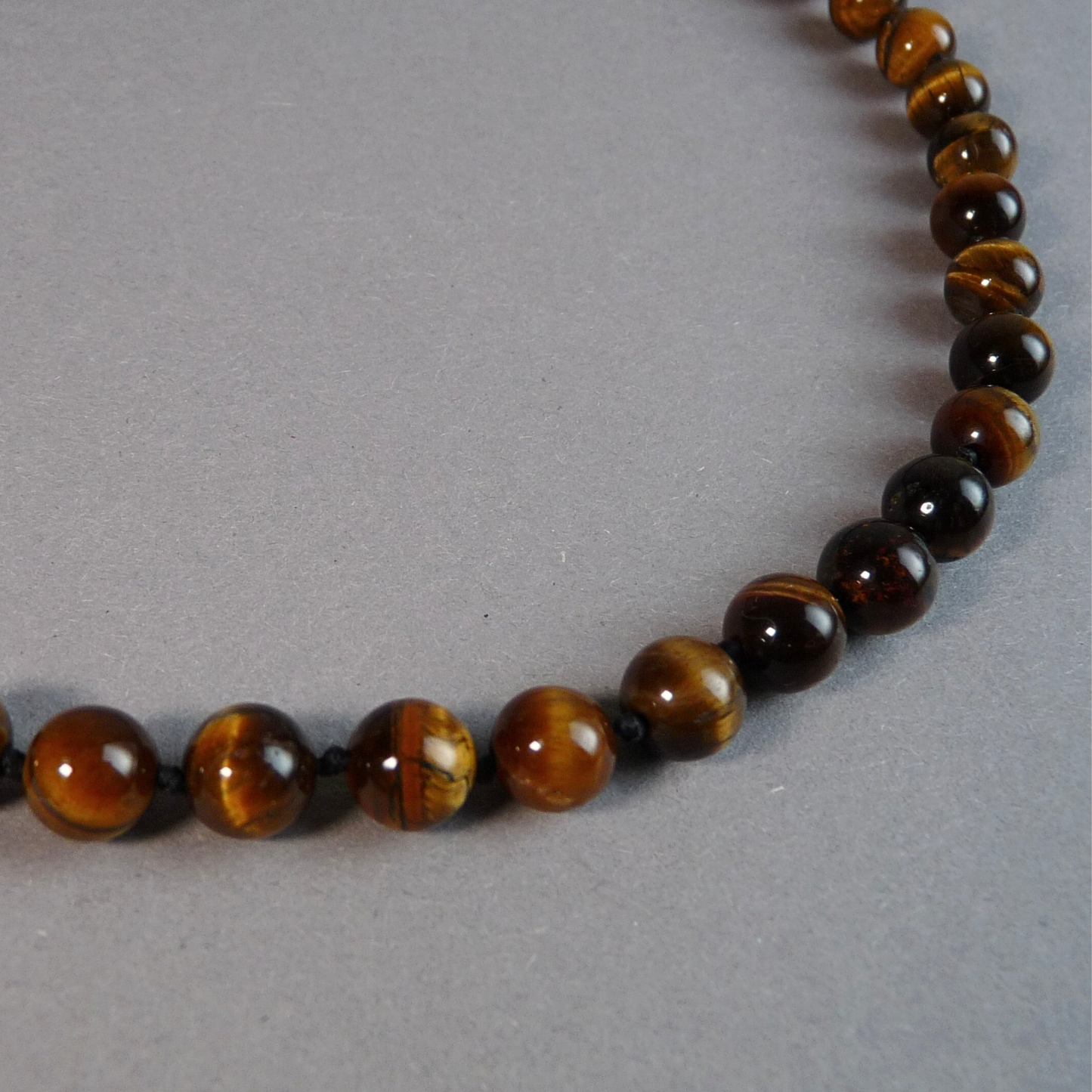 Tijgeroog heren ketting – warme basis kralenketting voor dagelijks dragen