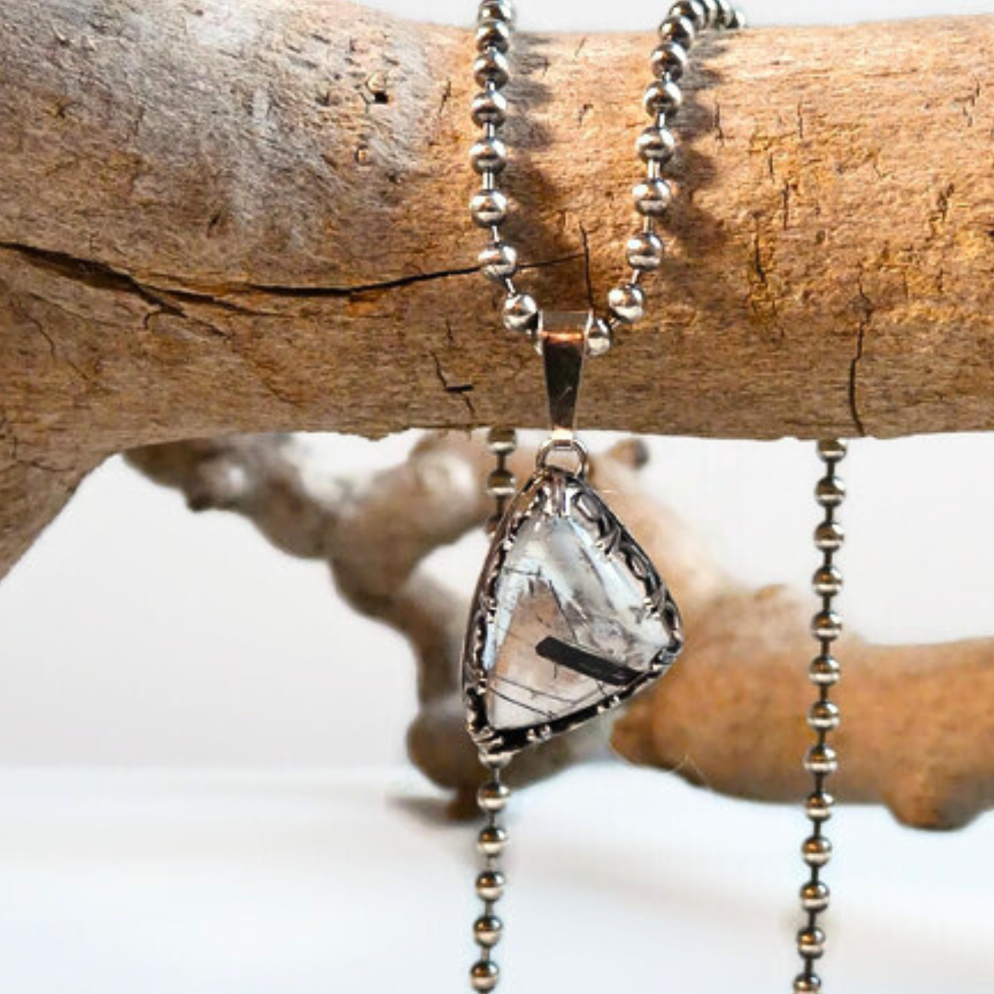 Zilveren ketting voor heren met Toermalijn Kwarts hanger