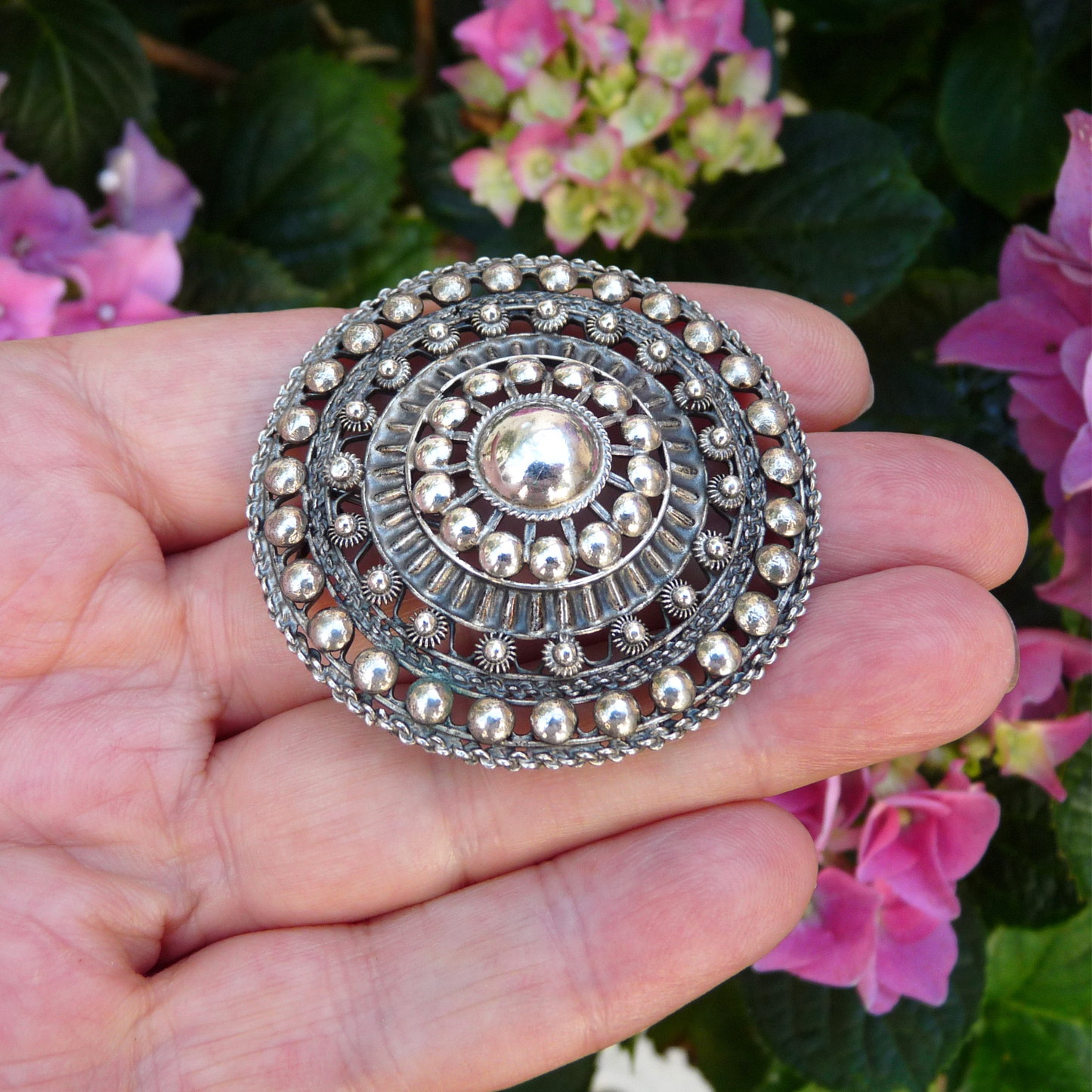 Zilveren Zeeuwse knoop broche – vintage 825 zilver | 5 cm