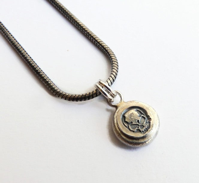 Zilveren heren hanger ketting met skull detail