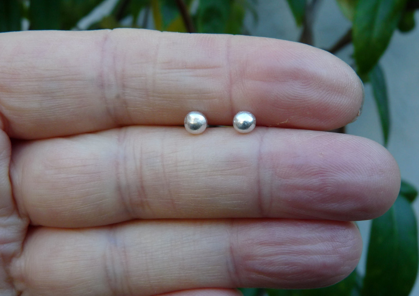 Silver men's stud earrings - 4 mm handmade stud - per piece - minimalist earring
