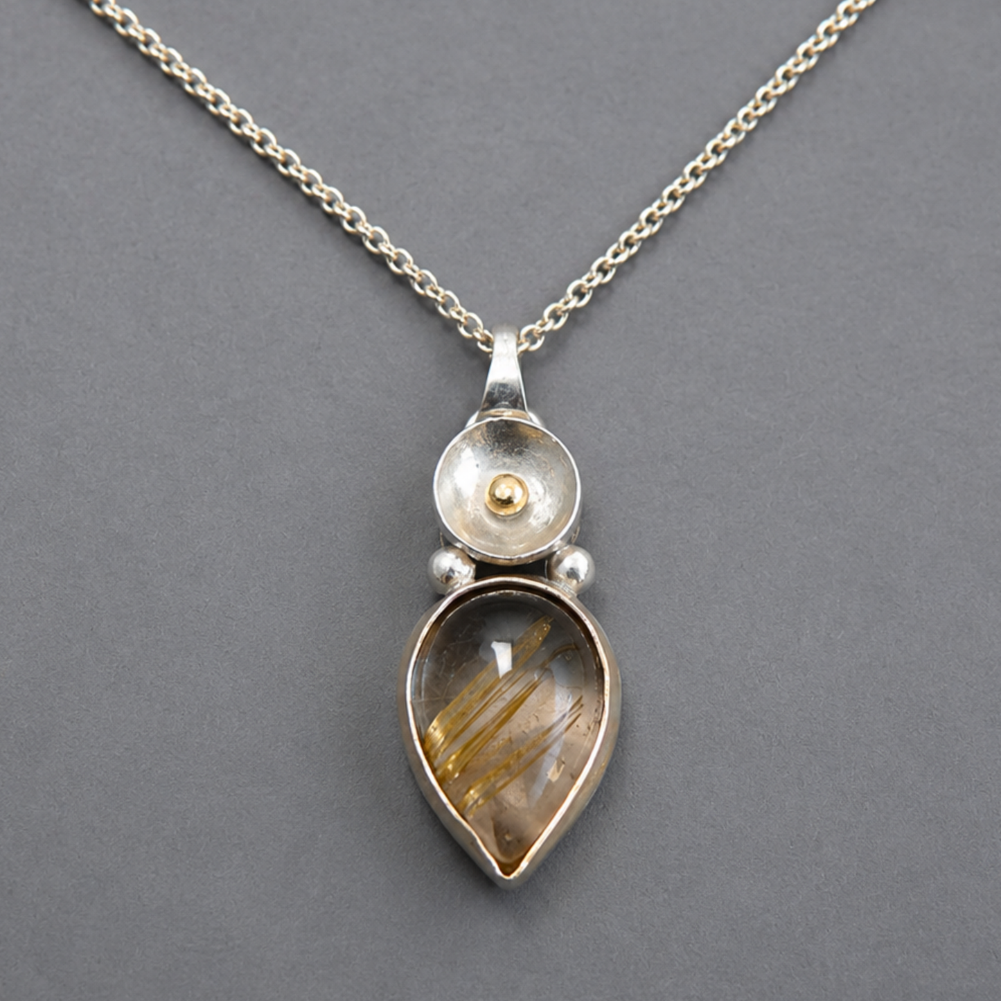 Ketting met edelsteen - Rutiel kwarts hanger ketting