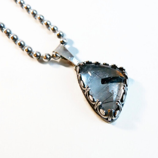 Zilveren ketting voor heren met Toermalijn Kwarts hanger