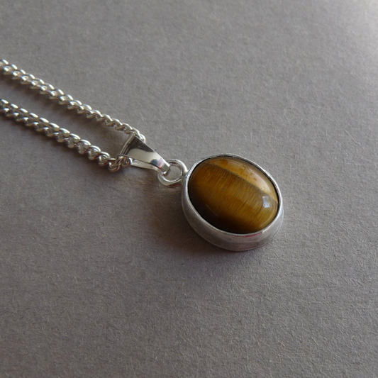Zilveren ketting voor heren met Tijgeroog hanger