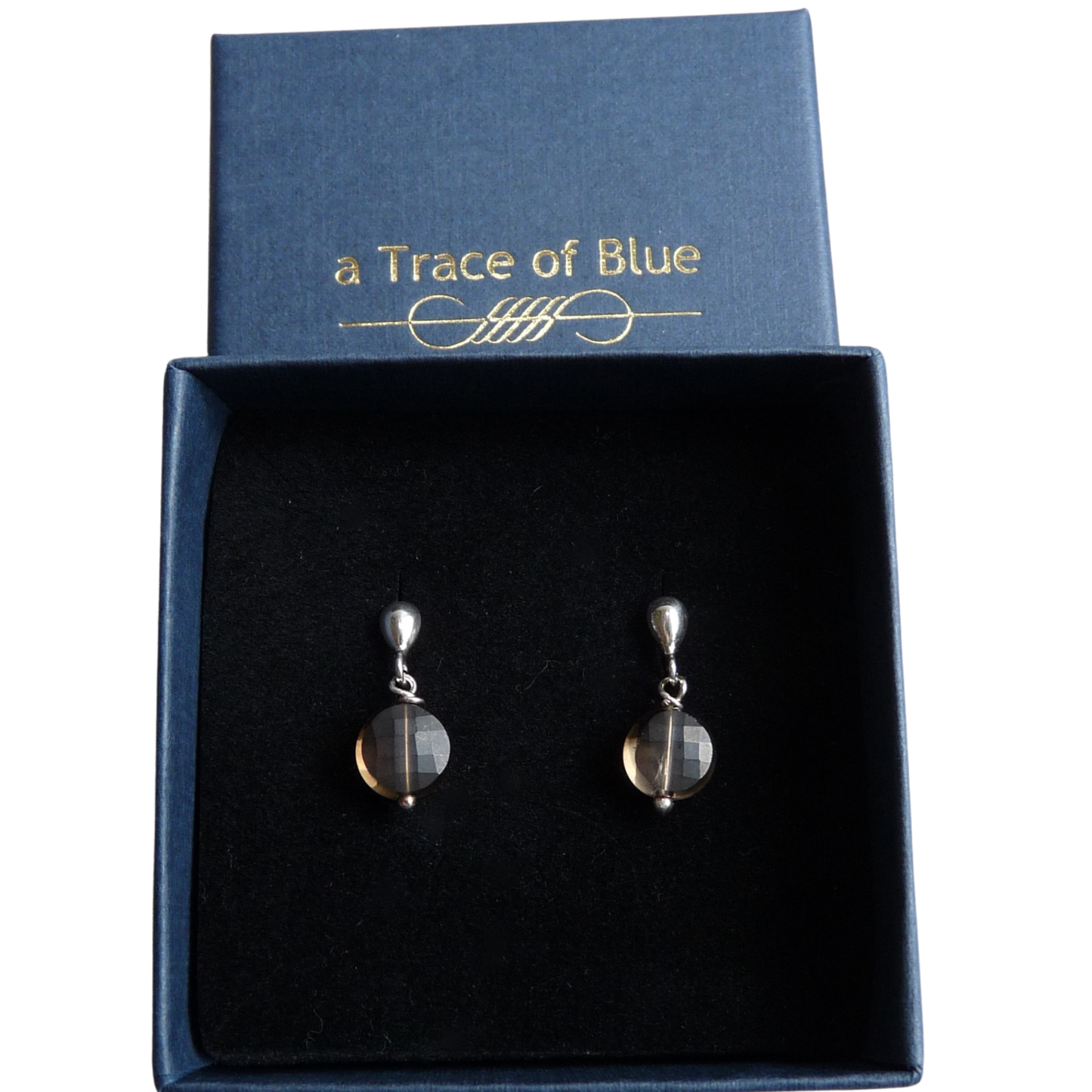 Sterling silver stud earrings with Smokey Quartz