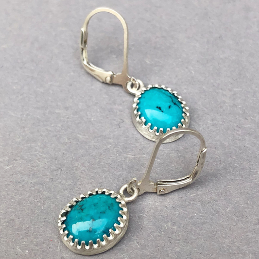 Turquoise Silver Earring for Men – Handmade – Per Piece or as a Pair