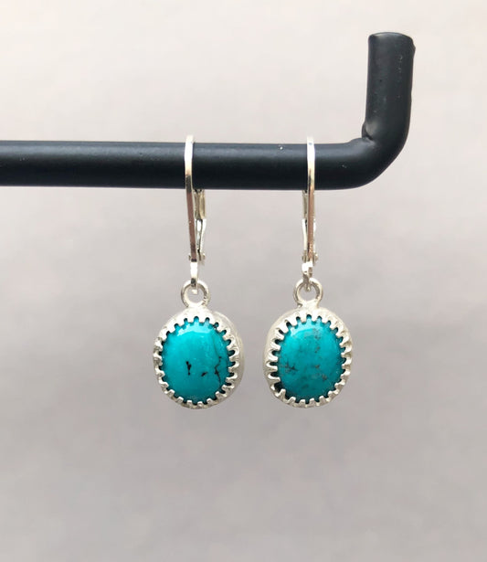 Sterling Silver Earrings with Turquoise – For Men