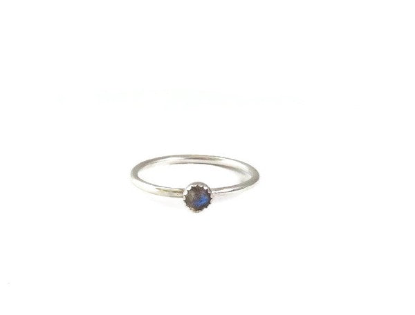 Stackable ring with labradorite - silver stackable ring with gemstone
