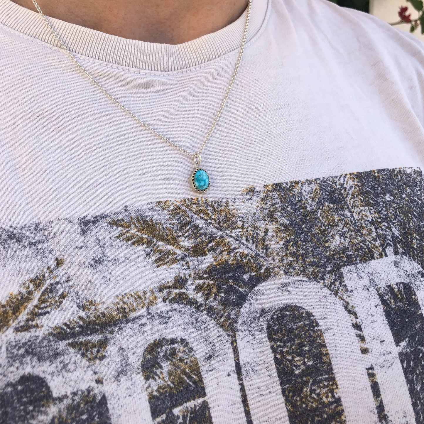 Zilveren Heren Ketting met Handgemaakte Turquoise Hanger