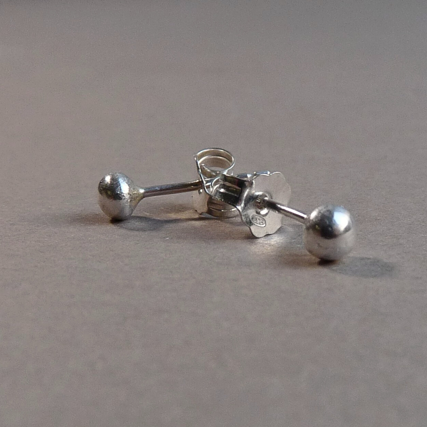 Silver men's stud earrings - 4 mm handmade stud - per piece - minimalist earring