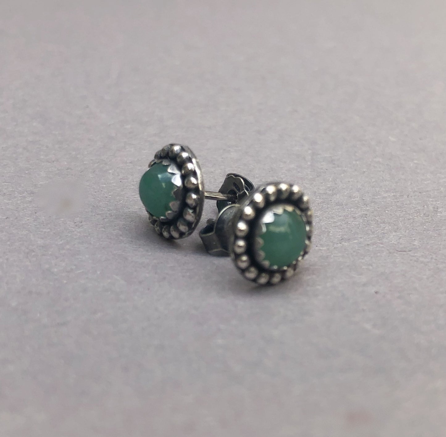 Sterling Silver Aventurine Stud Earrings