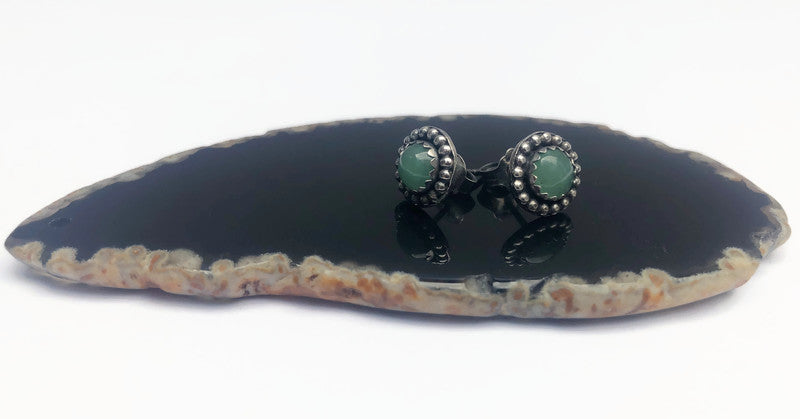 Sterling Silver Aventurine Stud Earrings