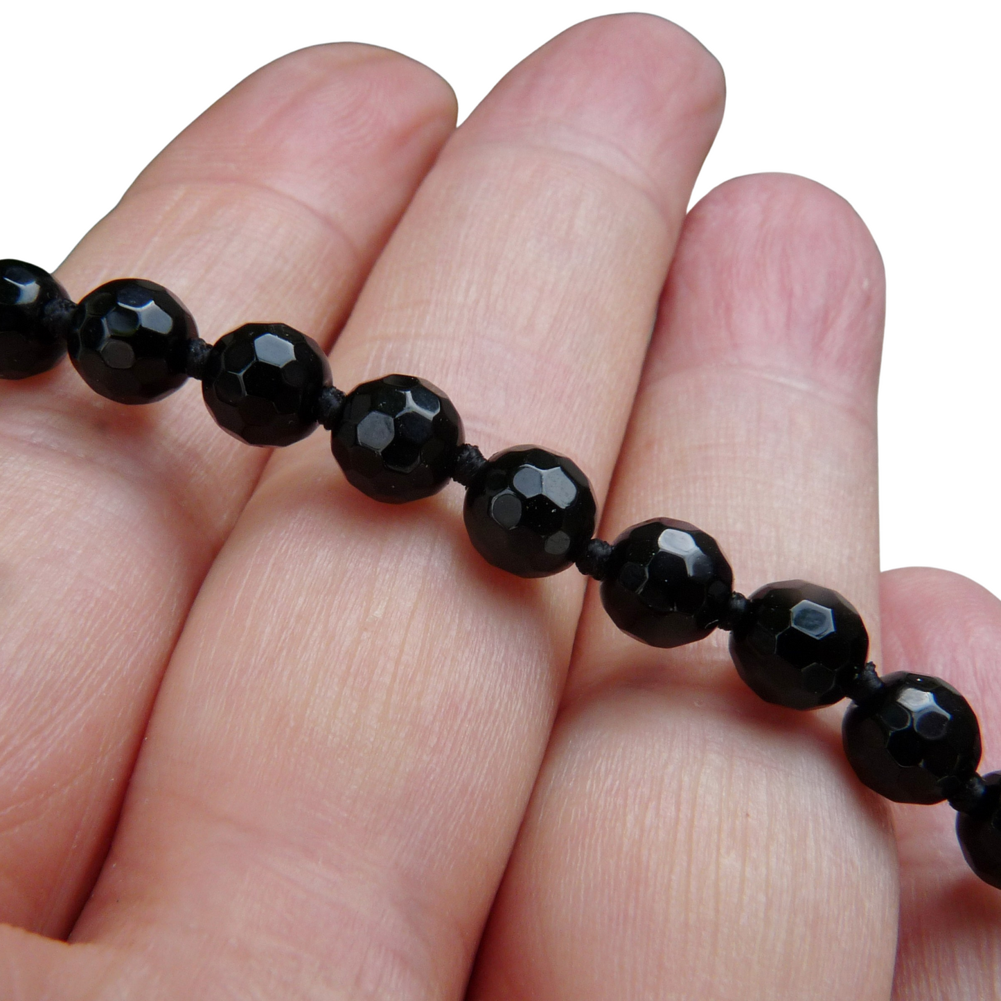 Edelsteinkette Herren - Onyx Perlenkette - Handgeknüpfte Perlenkette Herren